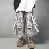 Men's Baggy Luxury Streetwear Extra Distressed Denim Jorts HEYFANCYSTYLE